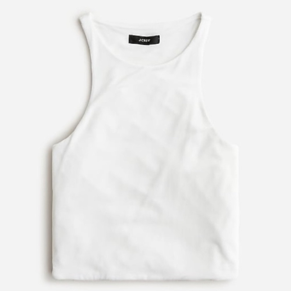 NWOT WHITE FormKnit high-neck cropped cutaway tank